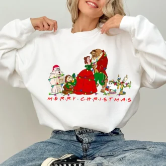 Beauty And The Beast Christmas Family Shirts, Disney Christmas Sweatshirts For Couples