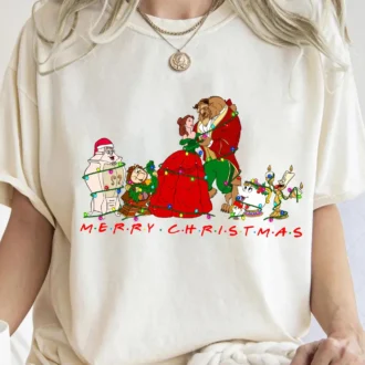 Beauty And The Beast Christmas Family Shirts, Disney Christmas Sweatshirts For Couples