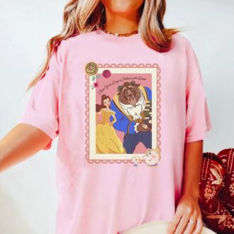 Beauty And The Beast Couples T-shirt, Disney Valentine's Day Rose Design For Him & Her