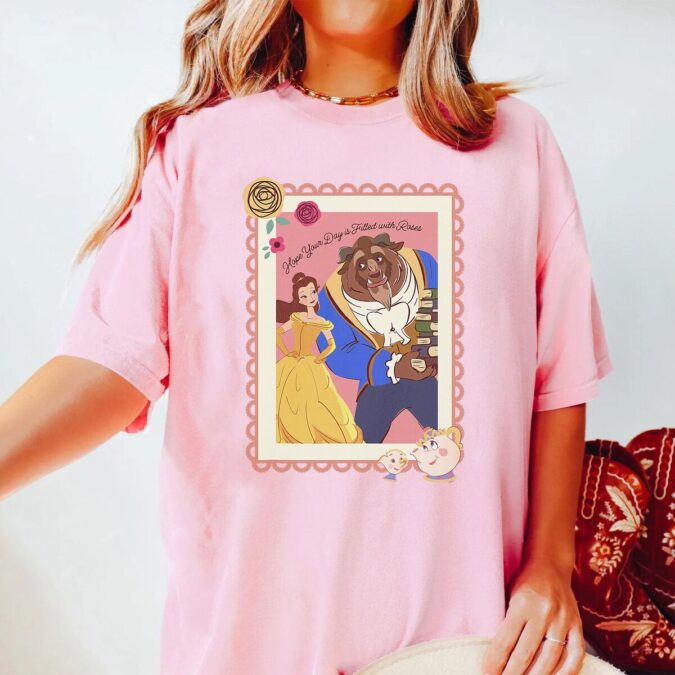 Beauty And The Beast Couples T-shirt, Disney Valentine's Day Rose Design For Him & Her