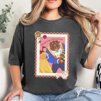 Beauty And The Beast Couples T-shirt, Disney Valentine's Day Rose Design For Him & Her
