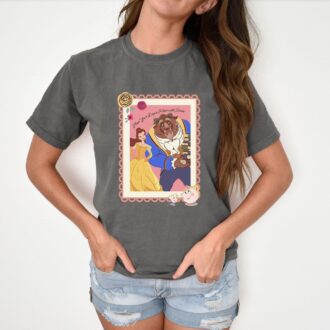 Beauty And The Beast Couples T-shirt, Disney Valentine's Day Rose Design For Him & Her