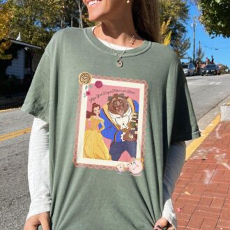Beauty And The Beast Couples T-shirt, Disney Valentine's Day Rose Design For Him & Her