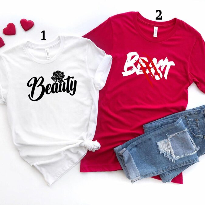 Couple Matching Shirts For Valentine's Day, Beauty And The Beast Couple Shirts