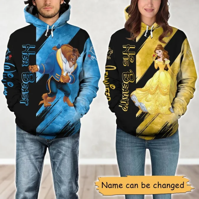 Custom Beauty And The Beast Couple Hoodies, Matching Disney Shirts For Him & Her