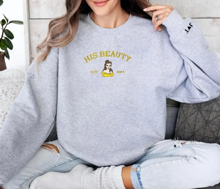 Custom Embroidered Beauty And The Beast Couple Hoodies, Matching Sweatshirts For Adults & Youth