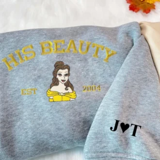 Custom Embroidered Beauty And The Beast Couple Hoodies, Matching Sweatshirts For Adults & Youth