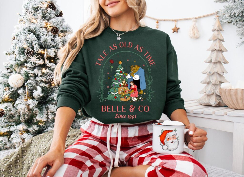 Disney Beauty And The Beast Christmas Sweatshirt, Tale As Old As Time Belle & Co Since 1991 Shirt