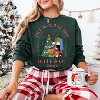 Disney Beauty And The Beast Christmas Sweatshirt, Tale As Old As Time Belle & Co Since 1991 Shirt