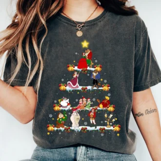 Disney Beauty And The Beast Christmas Tree Lights Family Matching Shirts
