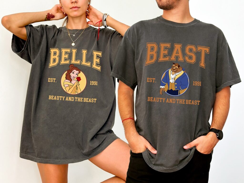 Disney Beauty And The Beast Couple Matching Shirts, Disney Est. 1991 Graphic Tee