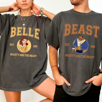 Disney Beauty And The Beast Couple Matching Shirts, Disney Est. 1991 Graphic Tee