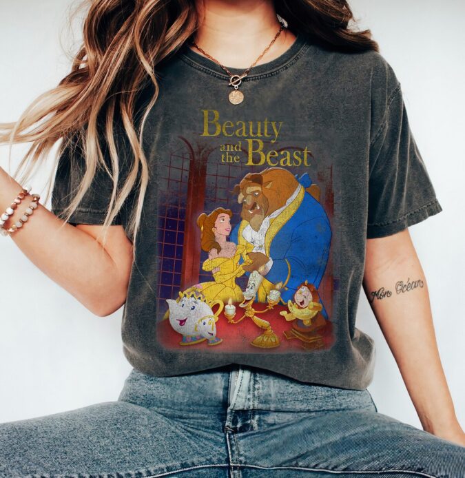 Disney Beauty And The Beast Family Matching Distressed Vintage T-shirts, Magic Kingdom & Disneyland
