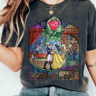 Disney Beauty And The Beast Stained Glass Rose T-shirt, Wdw Magic Kingdom, Family Vacation Gift
