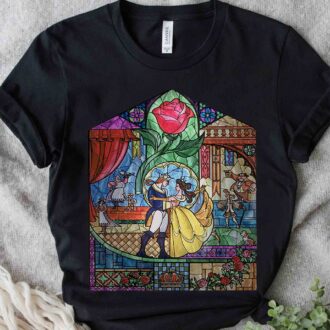 Disney Beauty And The Beast Stained Glass Rose T-shirt, Wdw Magic Kingdom, Family Vacation Gift