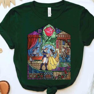 Disney Beauty And The Beast Stained Glass Rose T-shirt, Wdw Magic Kingdom, Family Vacation Gift