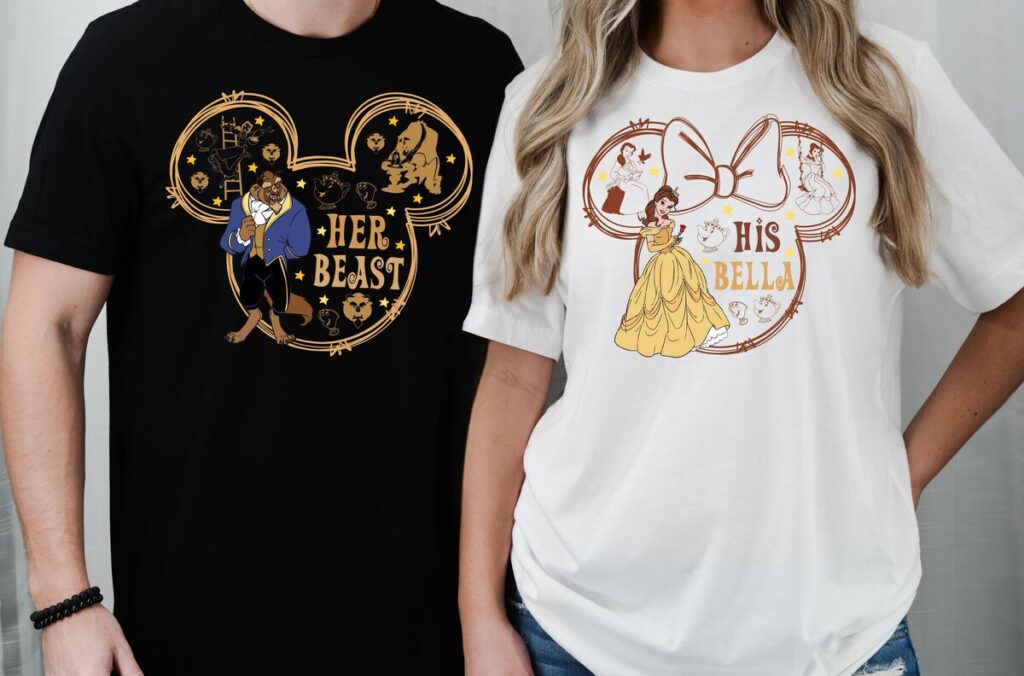 Disney Belle & Beast Valentine's Day Couple Shirts For Wdw Vacation 2025