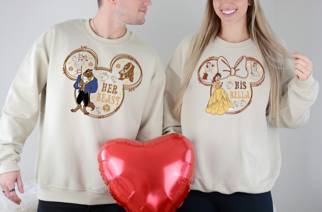 Disney Belle & Beast Valentine's Day Couple Shirts For Wdw Vacation 2025