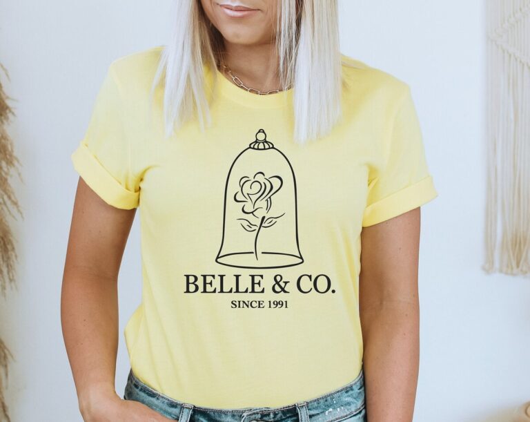 Disney Belle And Co Rose Design Shirt For Women, Beauty And The Beast Tee, Magic Kingdom Trip