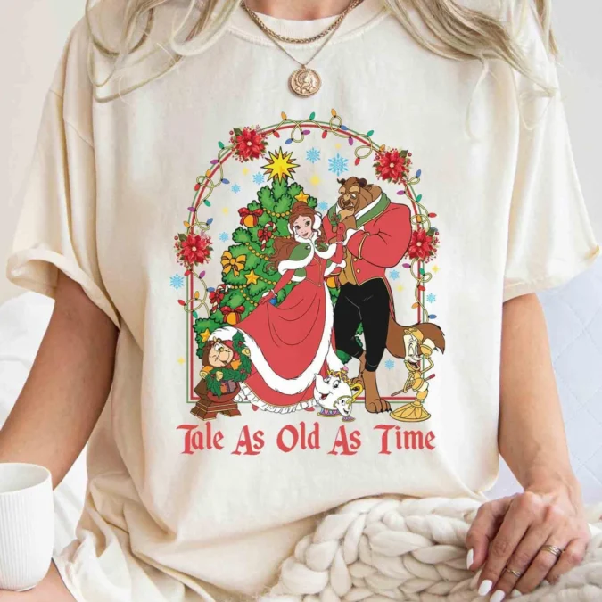 Disney Christmas Beauty And The Beast Tale As Old As Time Shirts, Disneyland Christmas Party