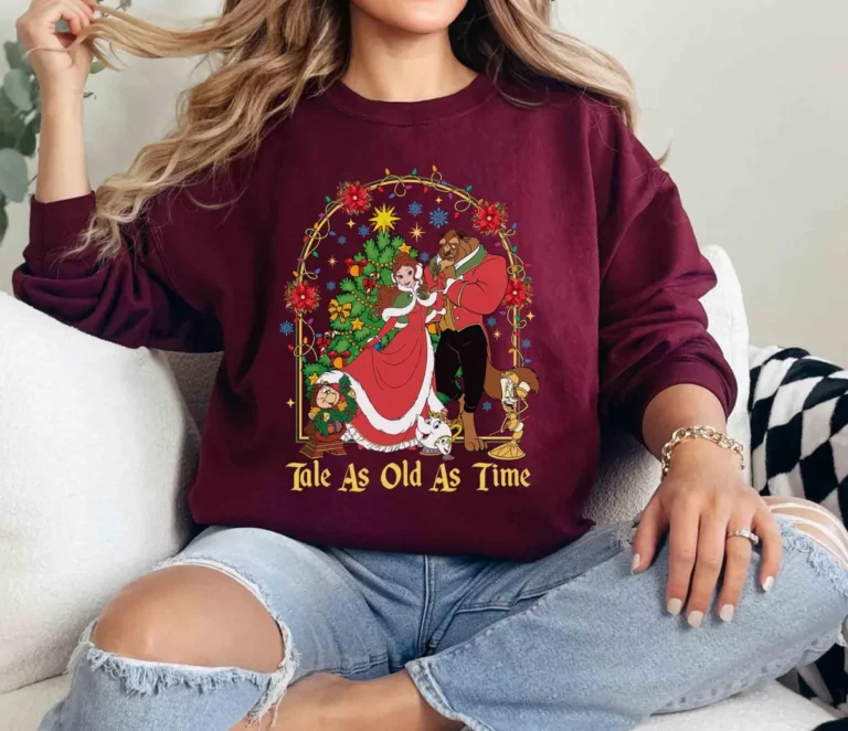 Disney Christmas Beauty And The Beast Tale As Old As Time Shirts, Disneyland Christmas Party