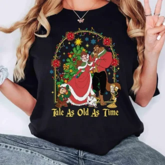 Disney Christmas Beauty And The Beast Tale As Old As Time Shirts, Disneyland Christmas Party