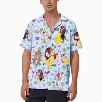 Disney Couple Hawaii Aloha Shirt For Men And Women, Beauty And The Beast Valentine's Day