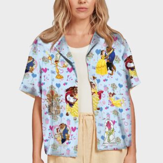 Disney Couple Hawaii Aloha Shirt For Men And Women, Beauty And The Beast Valentine's Day