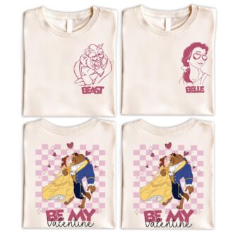 Disneyland Princess And Prince Be My Valentine T-shirt, Disney Belle & Beast Valentine's Day Shirts