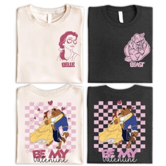 Disneyland Princess And Prince Be My Valentine T-shirt, Disney Belle & Beast Valentine's Day Shirts