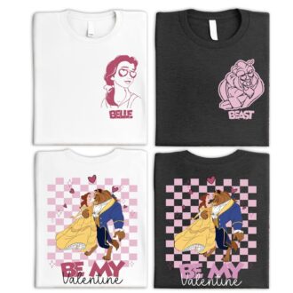 Disneyland Princess And Prince Be My Valentine T-shirt, Disney Belle & Beast Valentine's Day Shirts