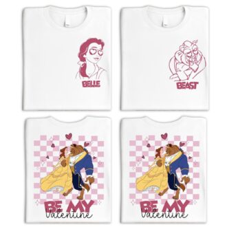 Disneyland Princess And Prince Be My Valentine T-shirt, Disney Belle & Beast Valentine's Day Shirts