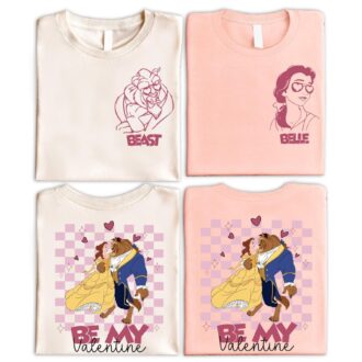 Disneyland Princess And Prince Be My Valentine T-shirt, Disney Belle & Beast Valentine's Day Shirts