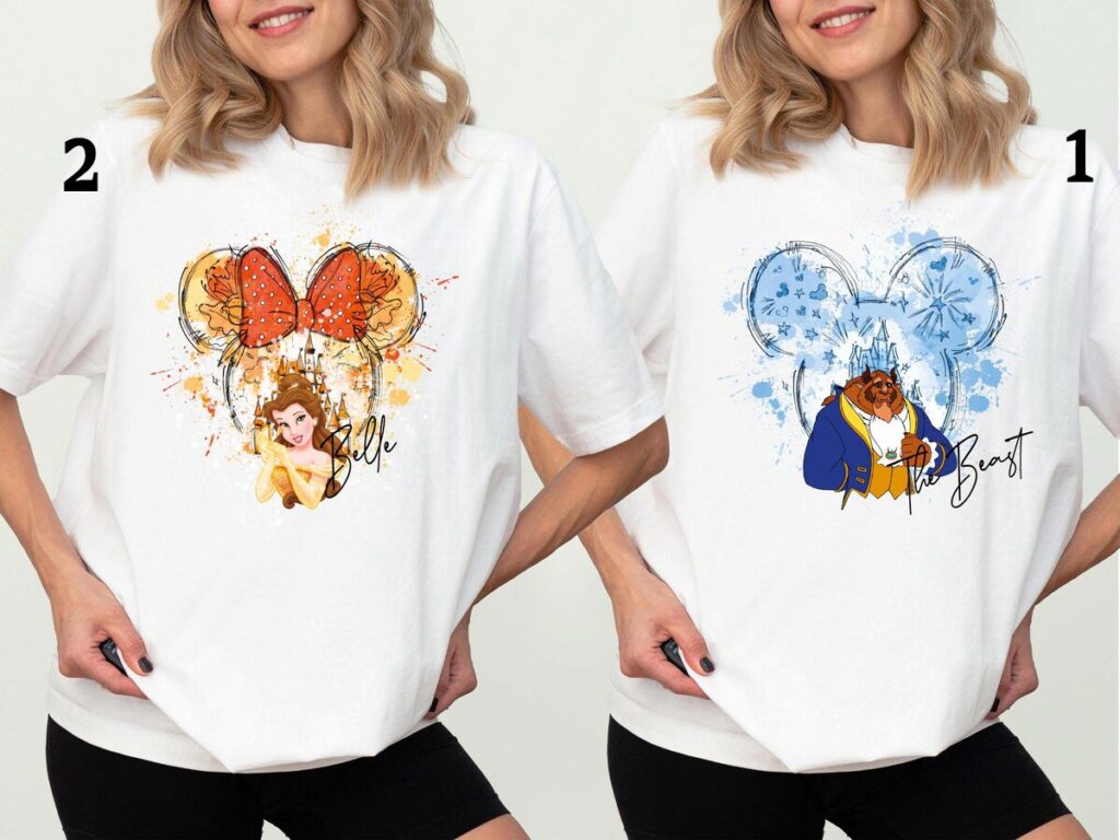 Beauty and the Beast Couple Shirts, Prince and Princess Shirts for Him and Her