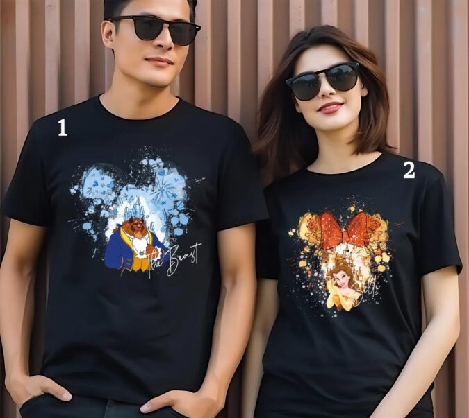 Beauty and the Beast Couple Shirts, Prince and Princess Shirts for Him and Her