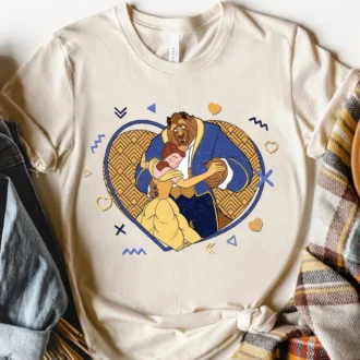 90s Retro Heart Beauty and the Beast Belle Princess Valentine's Day Shirt