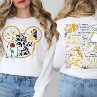 Beauty and the Beast Belle Book Reader Sweatshirt, Tale As Old As Time Graphic Tee