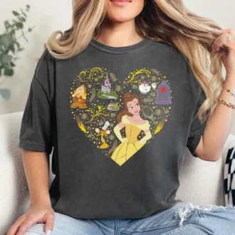 Beauty and the Beast Princess Belle Heart Shirt, Valentine's Day Gift for Fans