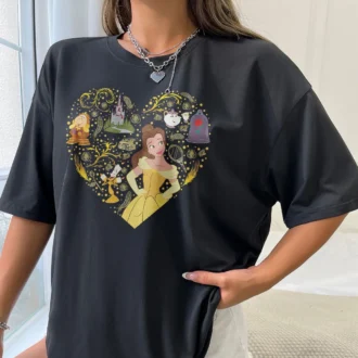 Beauty and the Beast Princess Belle Heart Shirt, Valentine's Day Gift for Fans