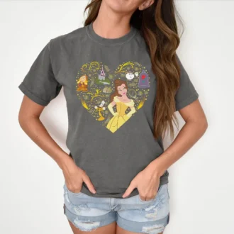 Beauty and the Beast Princess Belle Heart Shirt, Valentine's Day Gift for Fans