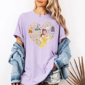 Beauty and the Beast Princess Belle Heart Shirt, Valentine's Day Gift for Fans