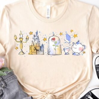 Disney Beauty and the Beast Enchanted Rose & Castle Women's T-Shirt
