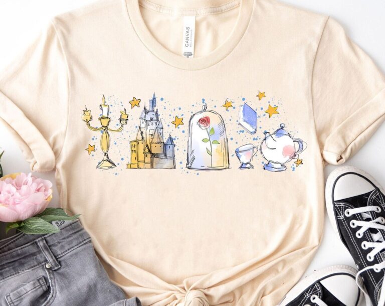 Disney Beauty and the Beast Enchanted Rose & Castle Women's T-Shirt