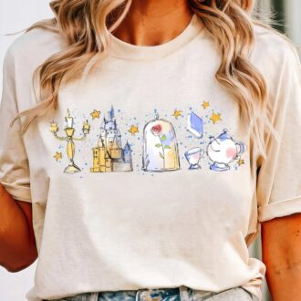 Disney Beauty and the Beast Enchanted Rose & Castle Women's T-Shirt