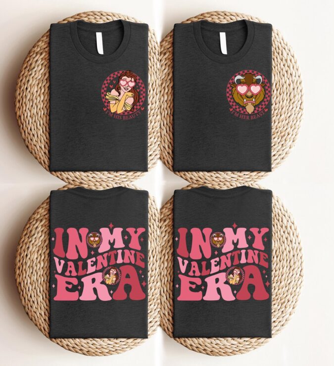 Disney In My Valentine Era Beauty & Beast Valentine's Day Couple Shirts