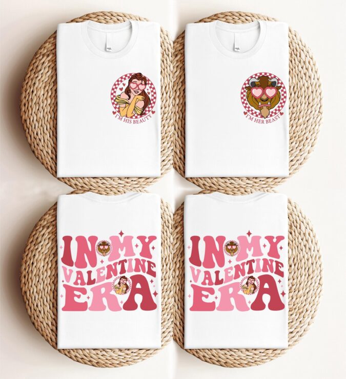 Disney In My Valentine Era Beauty & Beast Valentine's Day Couple Shirts