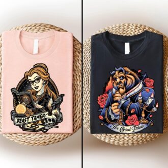 Disney Princess Belle & Beast Tattoo Valentine Shirt for Couples