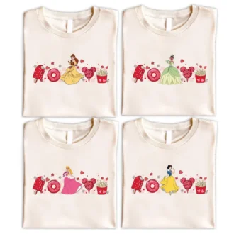 Disney Princess Valentine Matching Shirts – Aurora, Cinderella, Elsa, Belle
