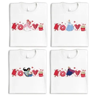 Disney Princess Valentine Matching Shirts – Aurora, Cinderella, Elsa, Belle