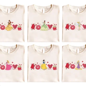 Disney Princess Valentine Matching Shirts – Aurora, Cinderella, Elsa, Belle